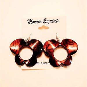 Monaco Exquisite Acrylic Red and Black Butterfly Snake Print Dangle Earrings